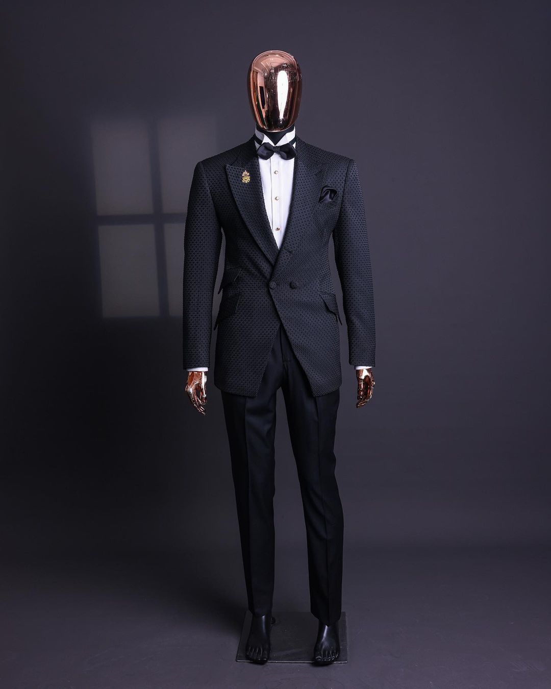 Shop Charcoal black peak lapel half double breasted suit-Deji&Kola